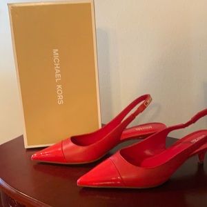 Michael Kors Holiday Red Kitten Sling Leather Shoe